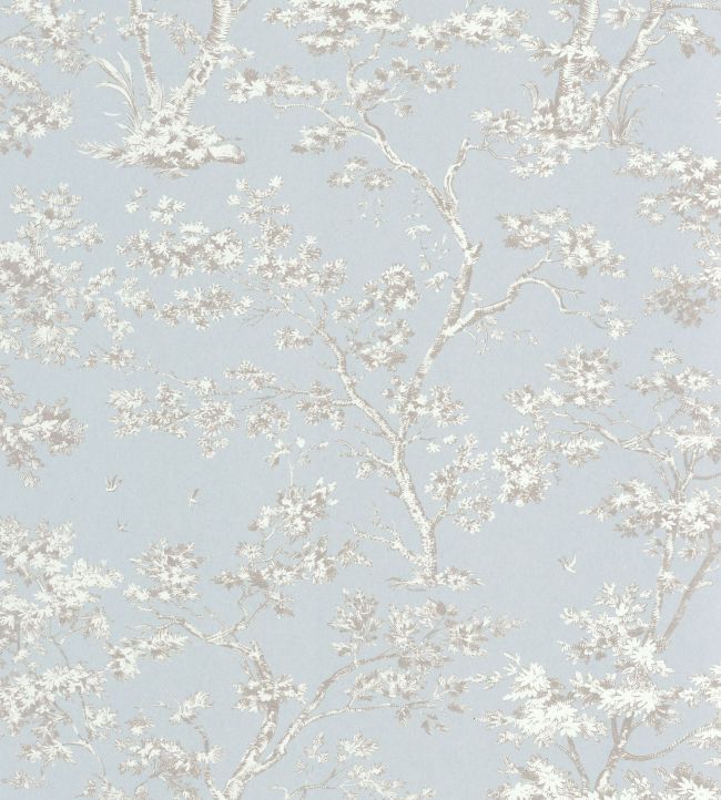 Arbre Wallpaper by Casadeco Taupe / Bleu Doux