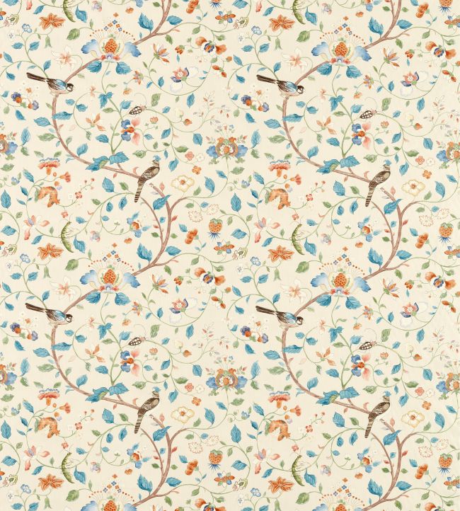 Aril's Garden Fabric by Sanderson Teal/Russet