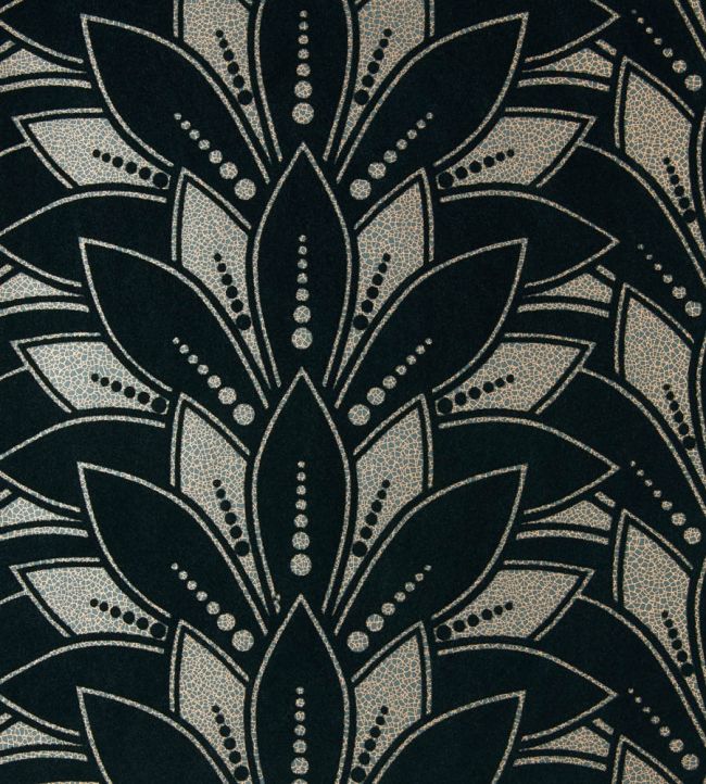 Astoria Flock Wallpaper by 1838 Wallcoverings Jet