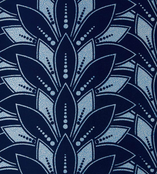 Astoria Flock Wallpaper by 1838 Wallcoverings Midnight