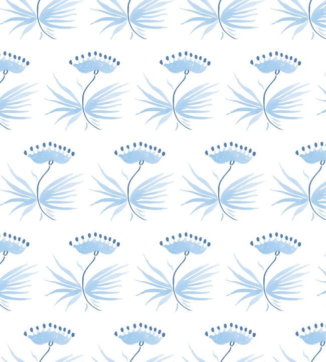 Astrid Wallpaper by Kate Medlicott Cloudy Blue & Ocean