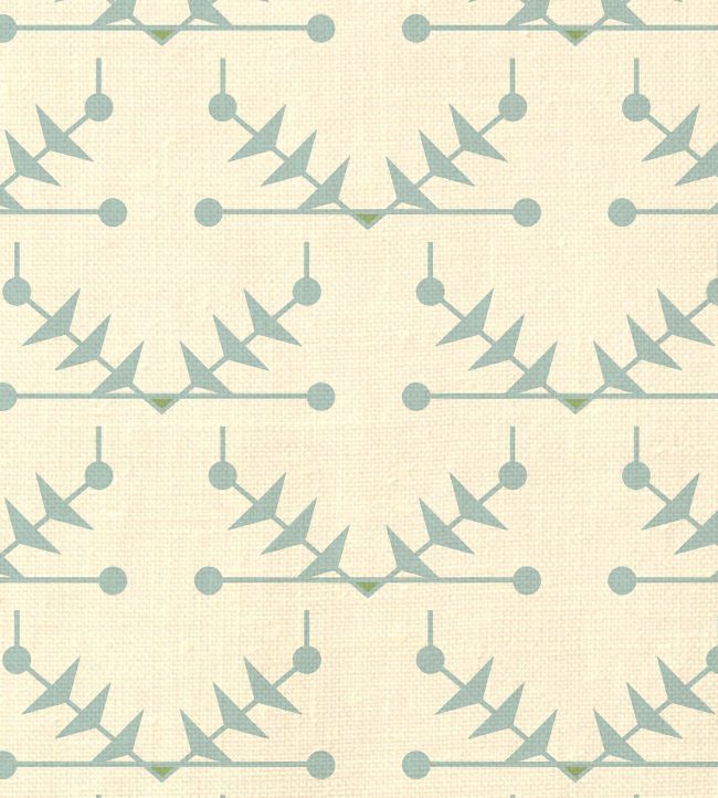 Atomic Trellis Linen Fabric by Ottoline Light Blue