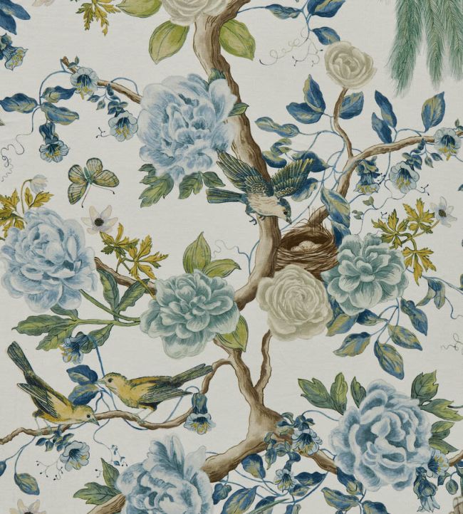 Audubon Garden Fabric by Travers Blue