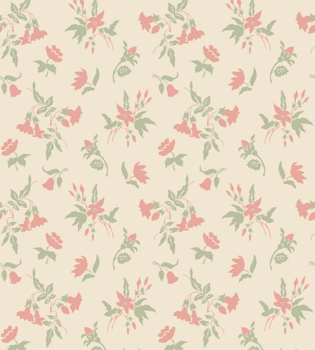 Auguste Wallpaper by Farrow & Ball White Tie / Blooth Pink