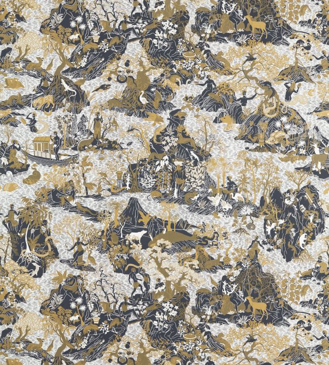 Avalonis Wallpaper by Zoffany Vine Black / Gold