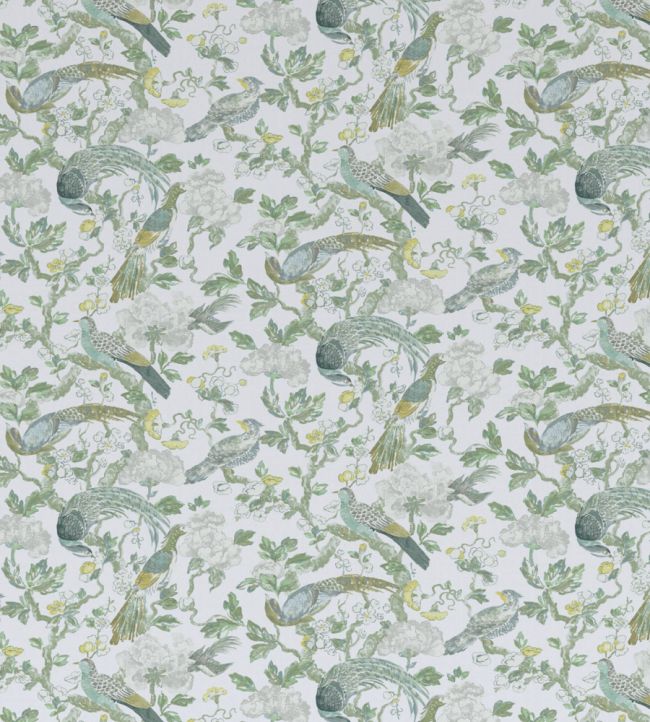 Aviary Glazed Fabric by Madeaux 04 Golden Teal