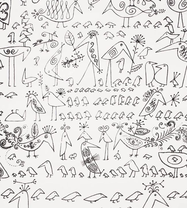 Aviary Wallpaper by Schumacher Black On White