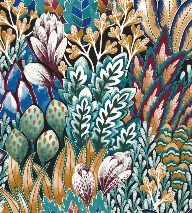 Avicennia Wallpaper by Casamance Noir/Topaze