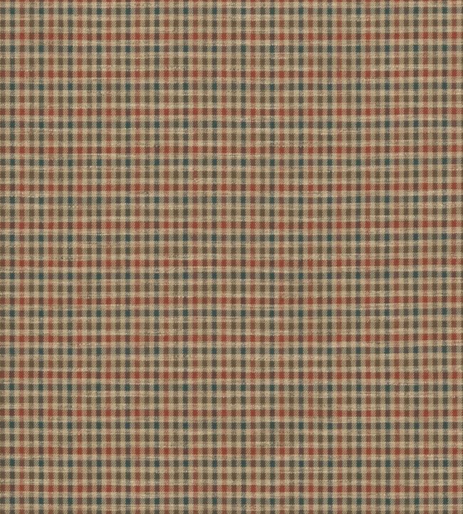 Babington Check Fabric by Mulberry Home Teal/Spice