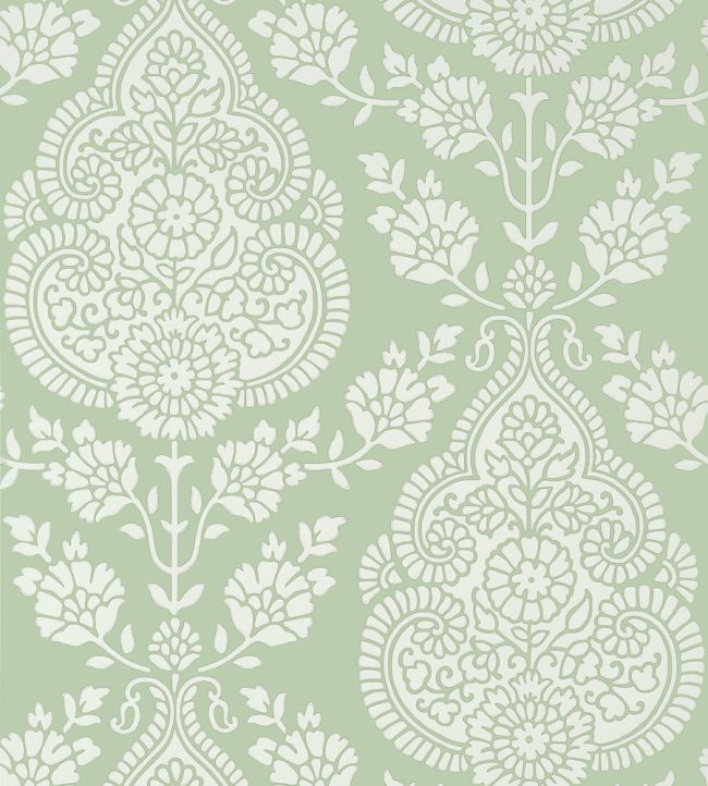 Balmuccia Damask Wallpaper by Anna French Soft Green