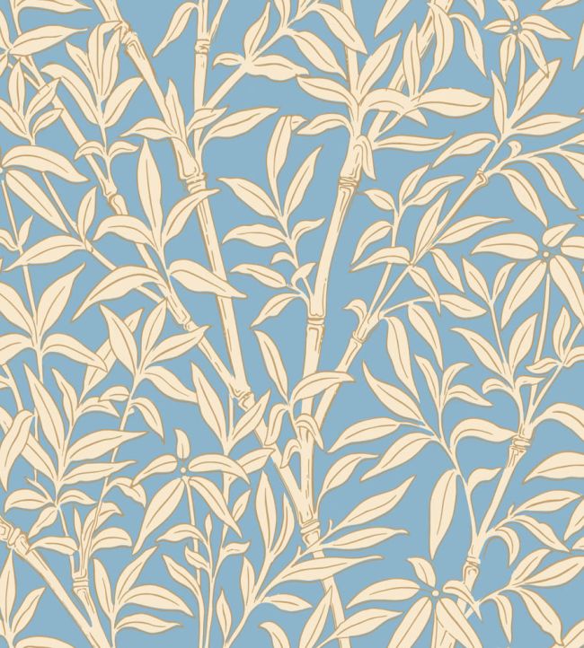 Bamboo Forest Wallpaper by Cole & Son Buttercup Yellow on Cornflower Blue