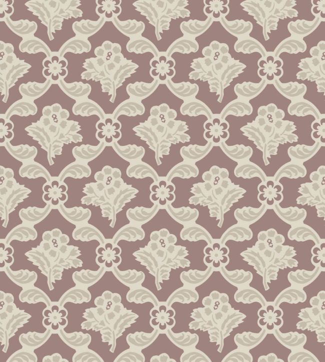 Barace Wallpaper by Farrow & Ball School House White / Sulking Room Pink