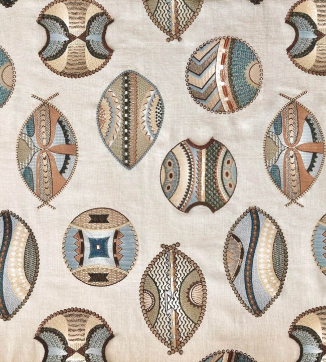 Barbican Fabric by Ian Sanderson Blue Bronze