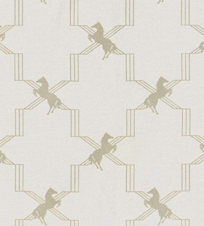 Horse Trellis Fabric by Barneby Gates Metallic Stone