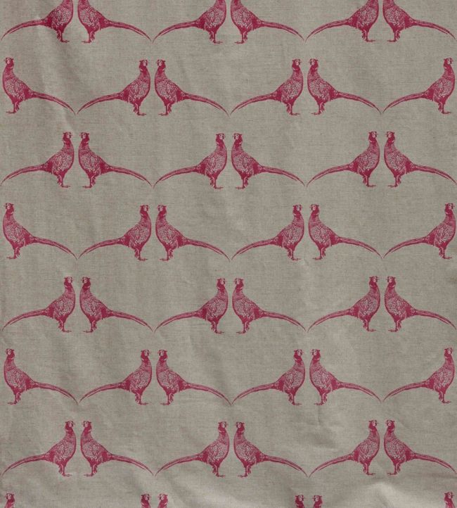 Pheasant Fabric by Barneby Gates Pink on Natural