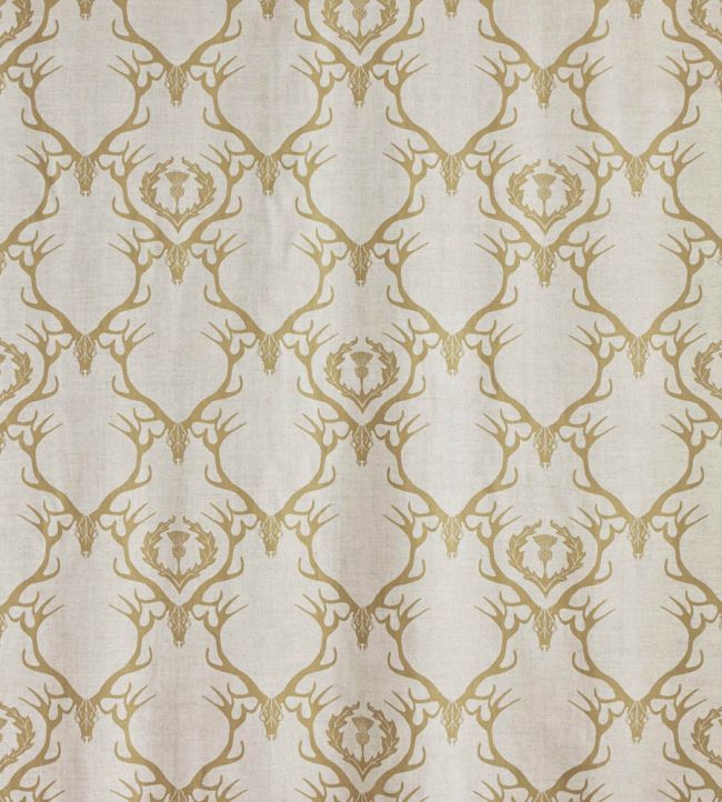 Deer Damask Fabric by Barneby Gates Gold