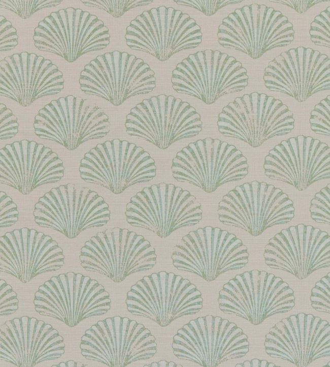 Scallop Shell Fabric by Barneby Gates Plaster/Green