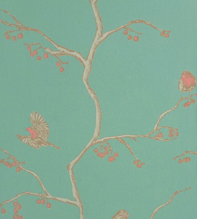 The English Robin Wallpaper by Barneby Gates Jade