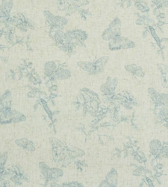 Baudin Butterfly Linen Wallpaper by Schumacher Blue
