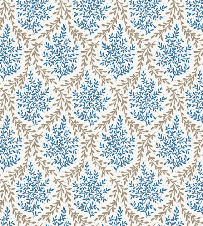 Bedgebury Fabric by Nina Campbell Indigo/Chocolate