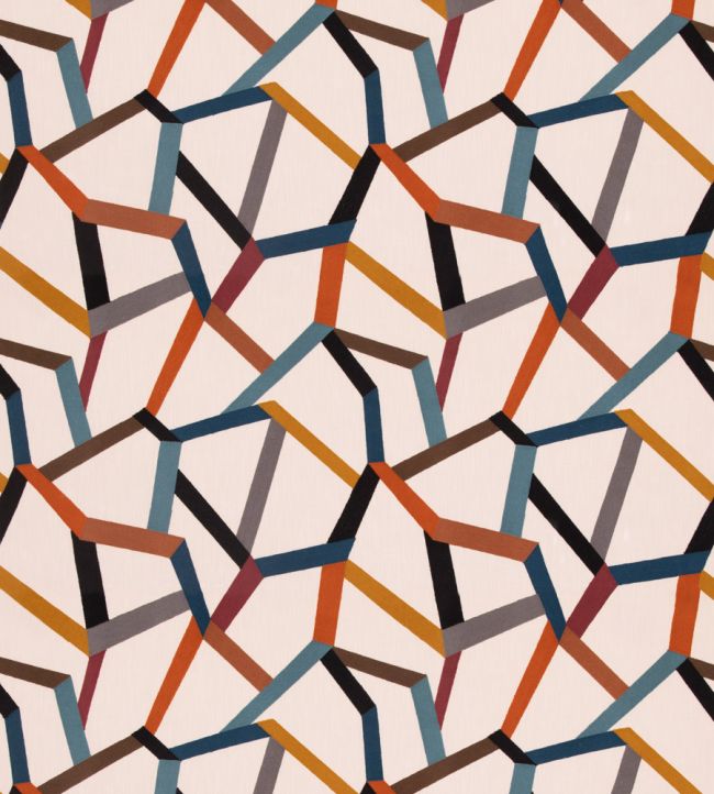 Beltane Fabric by Mulberry Home Teal/Spice