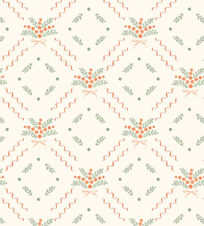 Berries and Bows Wallpaper by Ottoline White