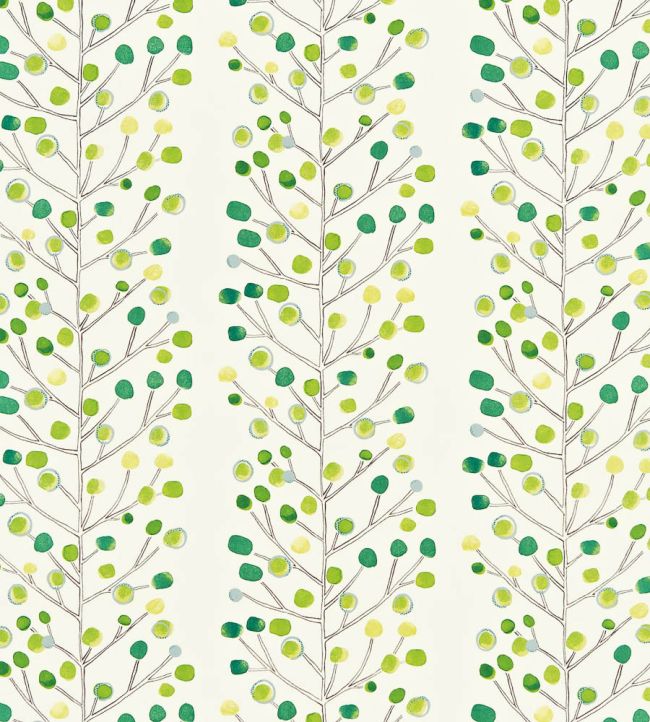 Berry Tree Fabric by Scion Emerald / Lime / Chalk