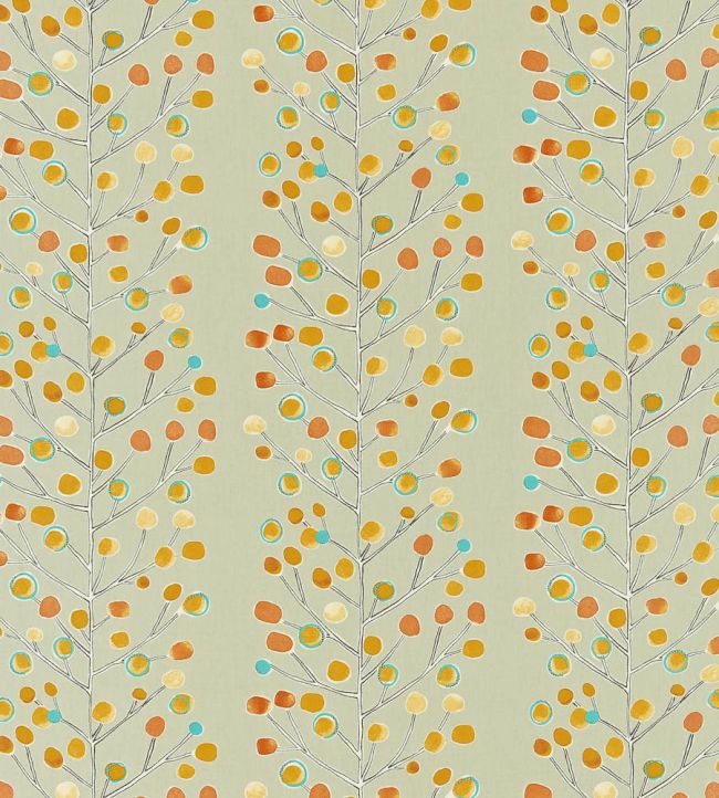 Berry Tree Fabric by Scion Neutral / Tangerine / Powder Blue / Lemon