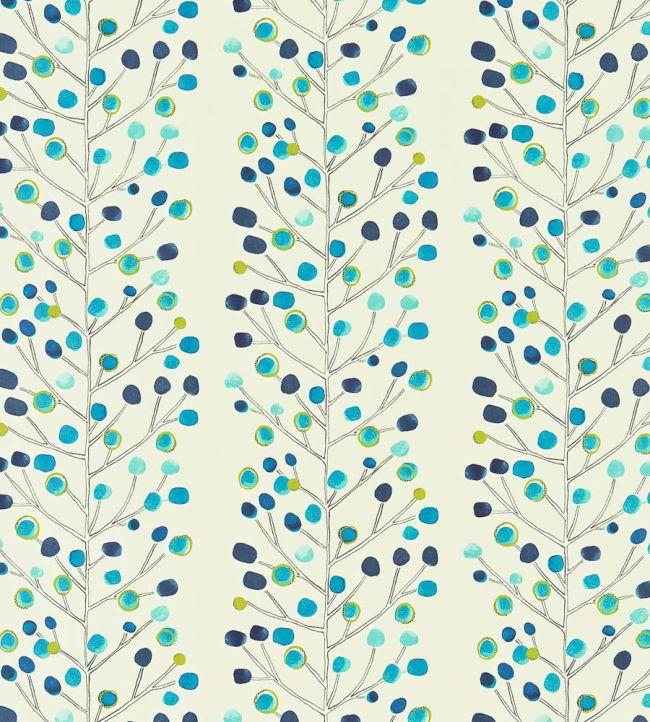 Berry Tree Fabric by Scion Peacock / Powder Blue / Lime / Neutral