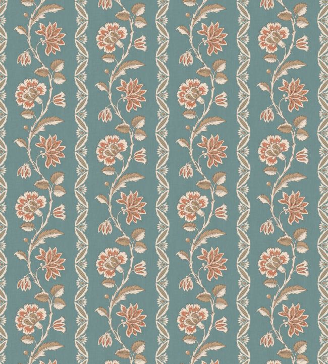Bertin Fabric by Nina Campbell Teal/Russet