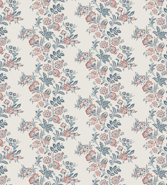 Bibury Fabric by Nina Campbell Indigo/Red