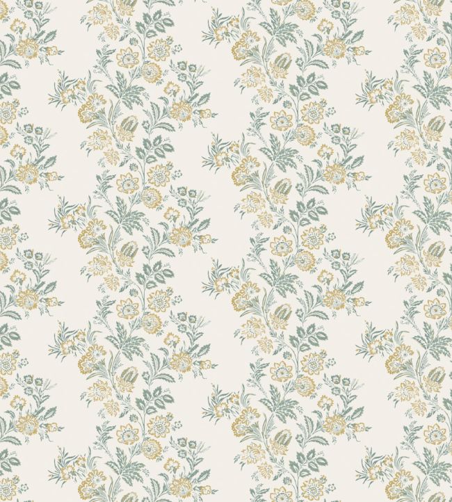 Bibury Fabric by Nina Campbell Teal/Ochre