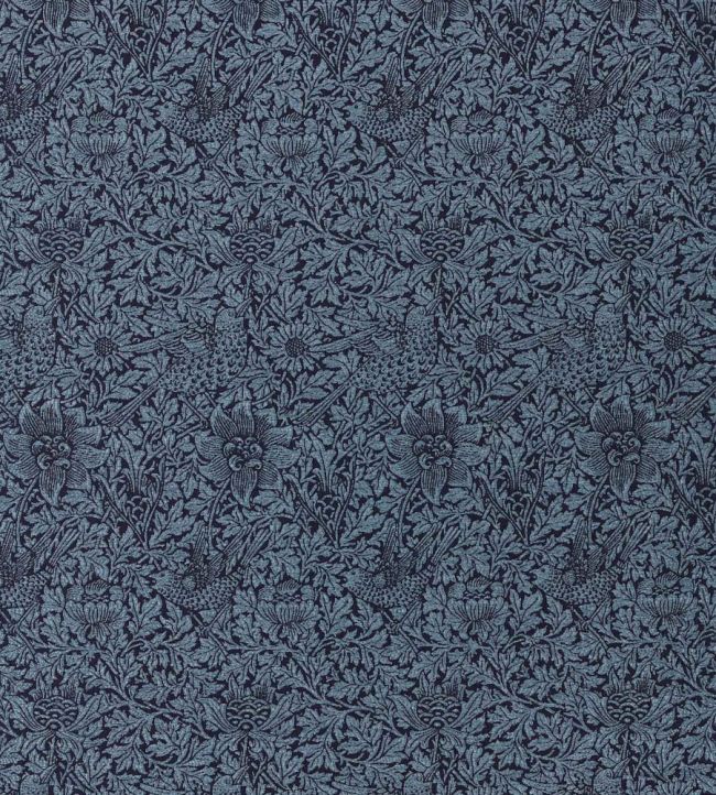 Bird & Anemone Weave Outdoor Fabric by Morris & Co Indigo