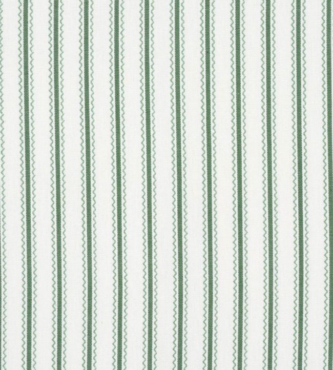 Birdie Ticking Stripe Fabric by Schumacher Leaf Green