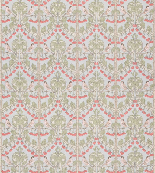 Birds & Cherries Cotton Fabric by GP & J Baker Soft Blue