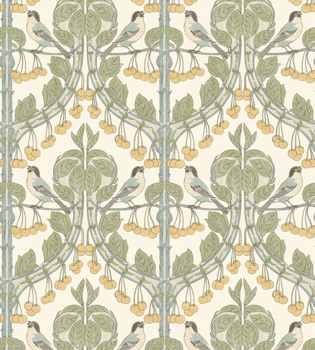 Birds & Cherries Wallpaper by GP & J Baker Aqua