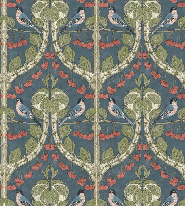 Birds & Cherries Wallpaper by GP & J Baker Indigo