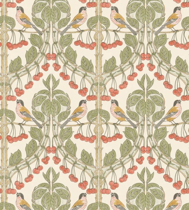 Birds & Cherries Wallpaper by GP & J Baker Red/Green