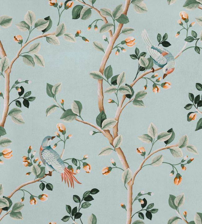 Birds Prosperity Wallpaper by Coordonne Turquoise