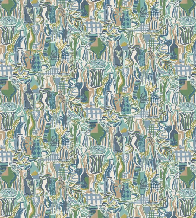 Bistro Fabric by Osborne & Little Indigo/Leaf