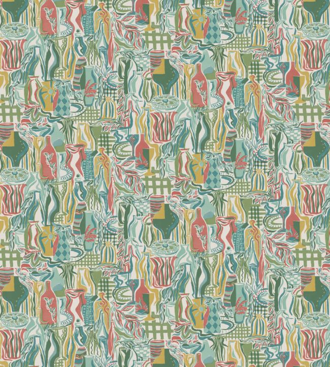 Bistro Fabric by Osborne & Little Turquoise/Coral