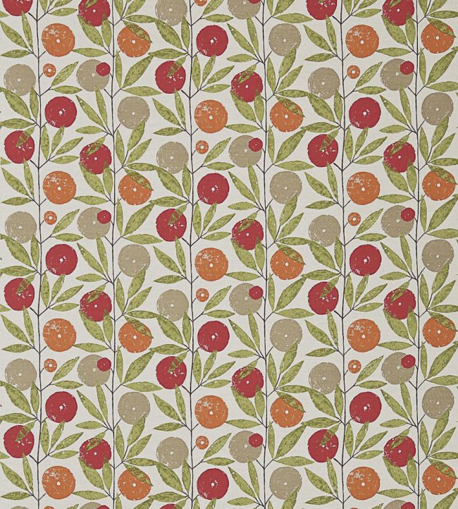 Blomma Fabric by Scion Tangerine / Chilli / Citrus
