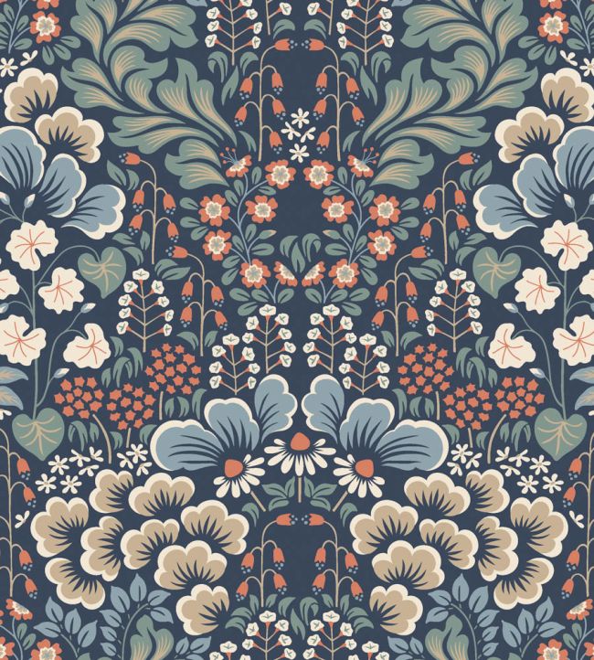 Blomstervall Wallpaper by Borastapeter Blue