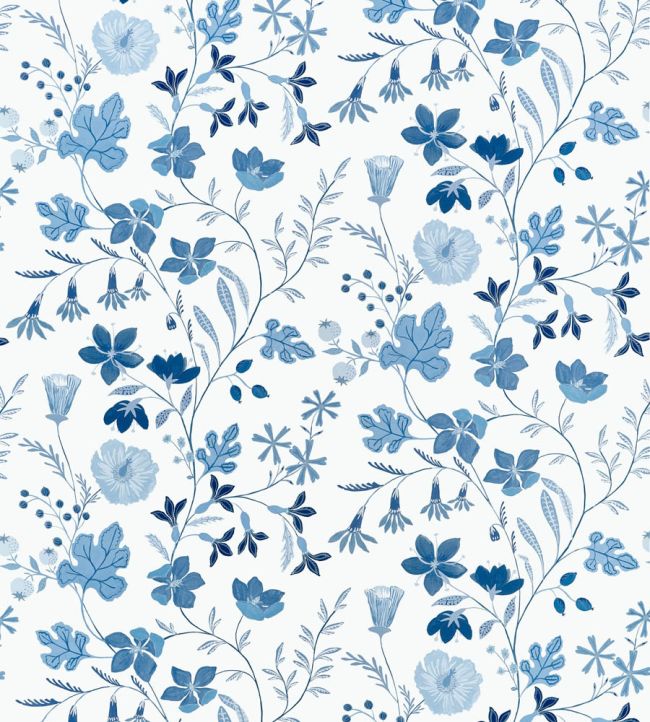 Bloom Fabric by Thibaut Blue and White