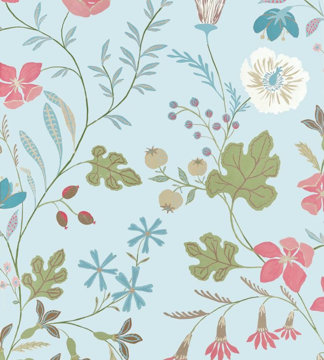 Bloom Wallpaper by Thibaut Spa Blue