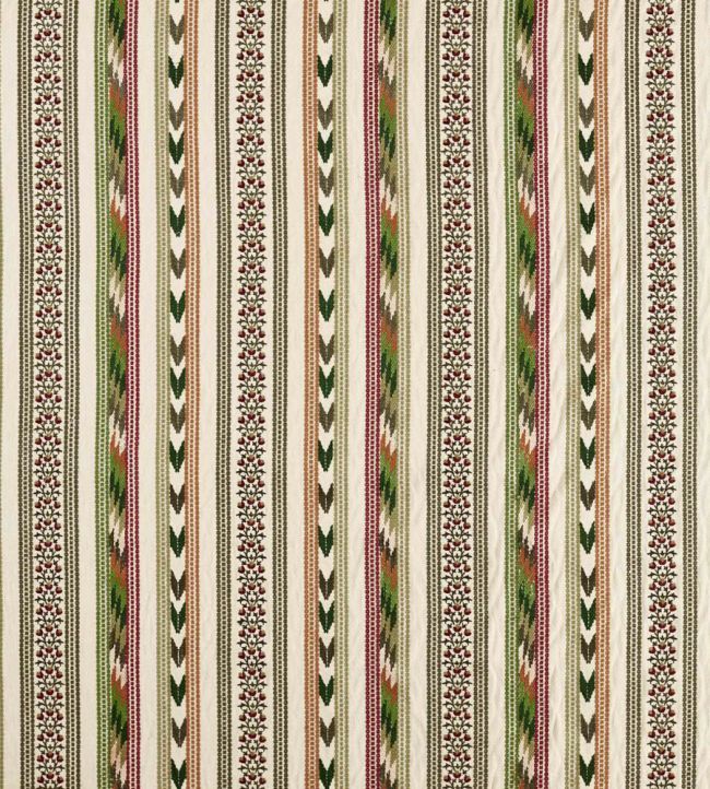 Bloomsbury Stripe Fabric by Morris & Co Forest/Madder