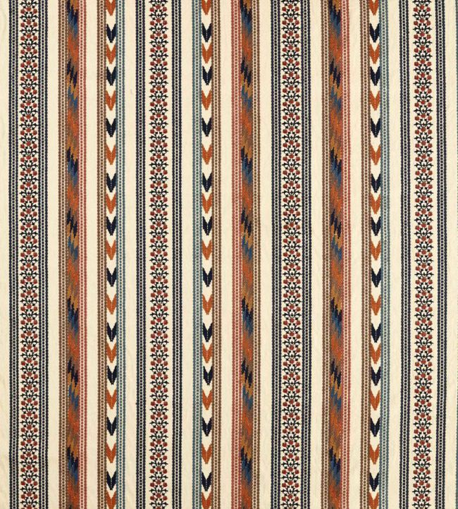Bloomsbury Stripe Fabric by Morris & Co Russet/Indigo