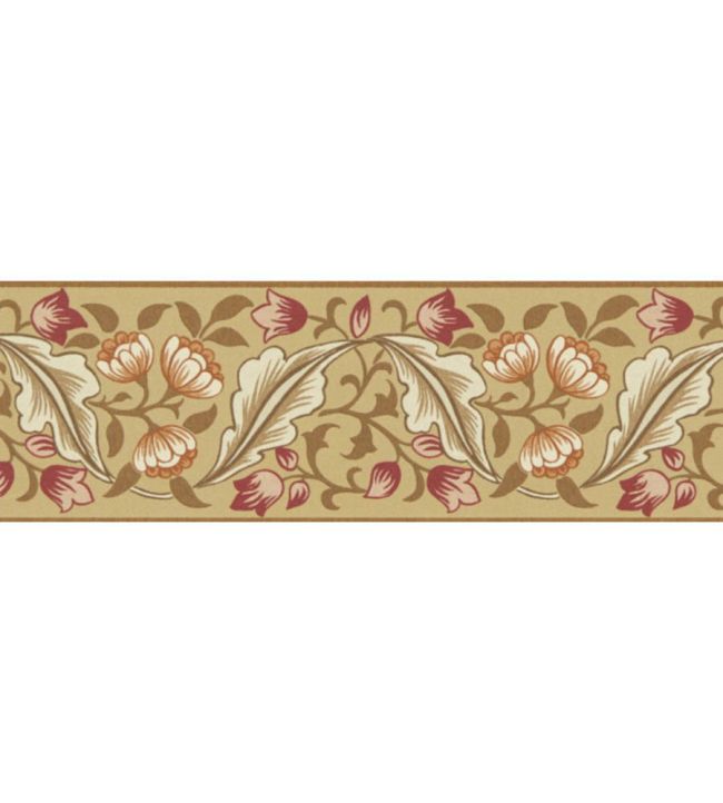 Bluebell & Peony Border Wallpaper by Morris & Co Gold/Madder