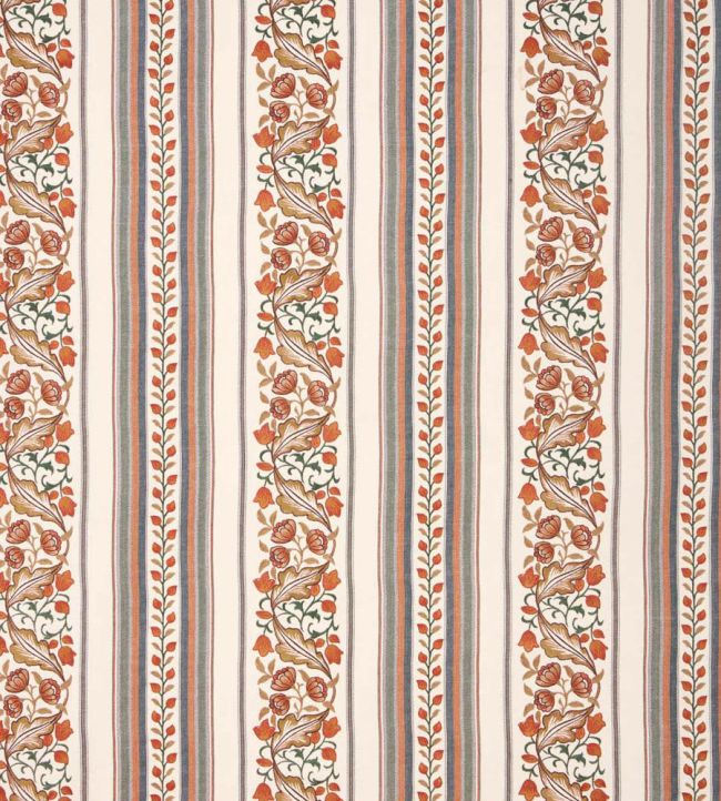 Bluebell & Peony Embroidery Fabric by Morris & Co Russet/Forest