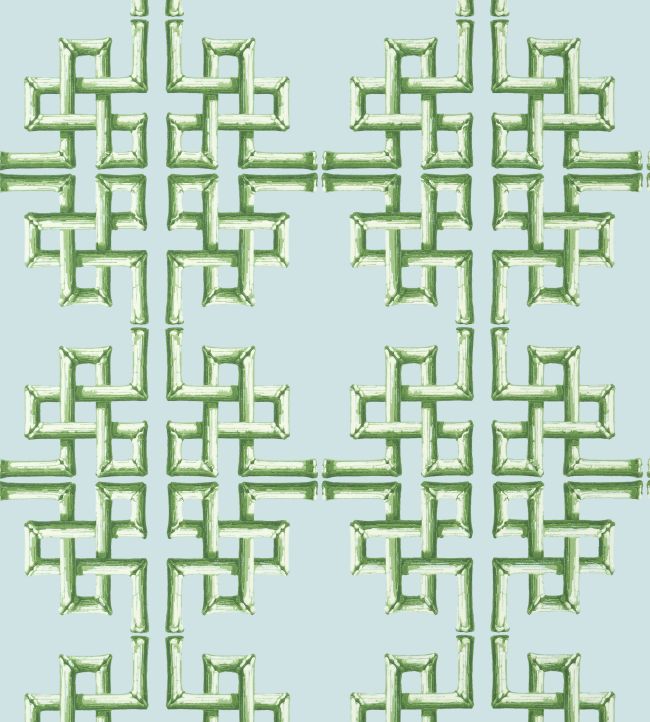 Boca Bamboo Wallpaper by Thibaut Green and Blue